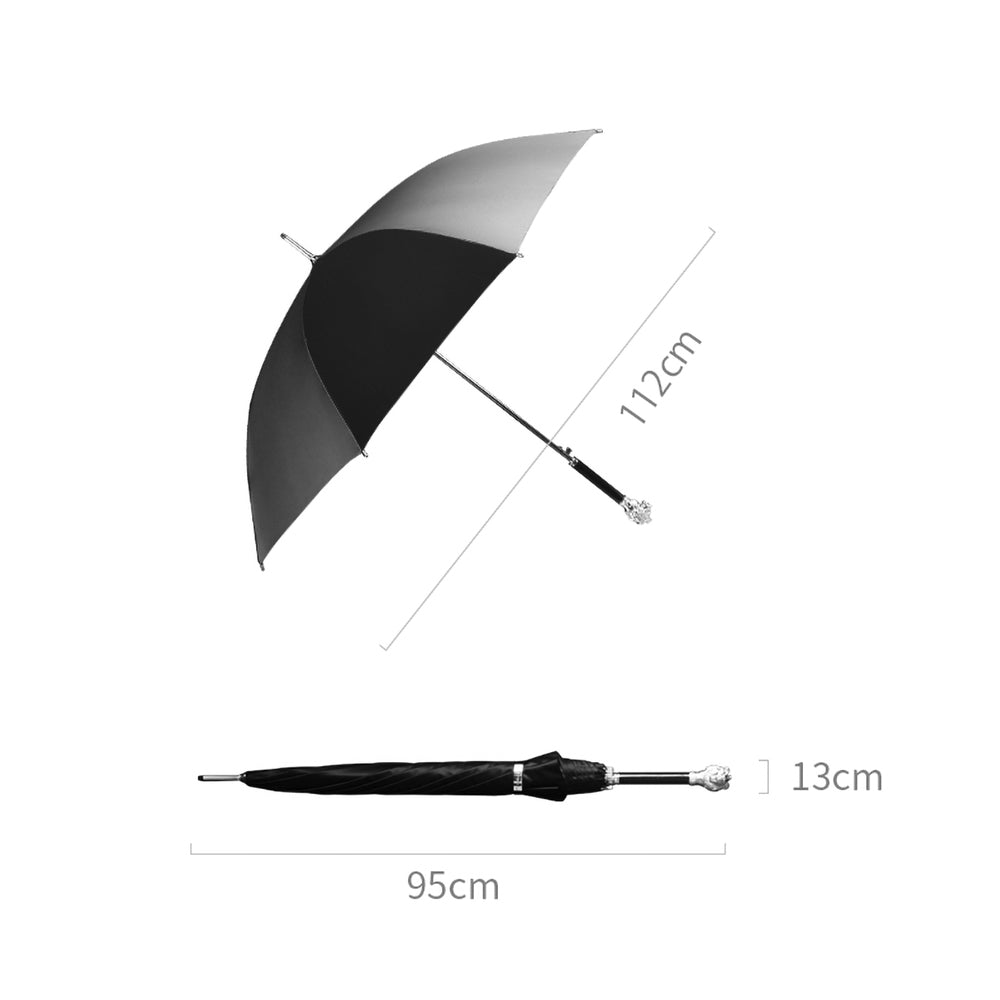 Fashion-forward rainwear: Silver Lion Head Umbrella