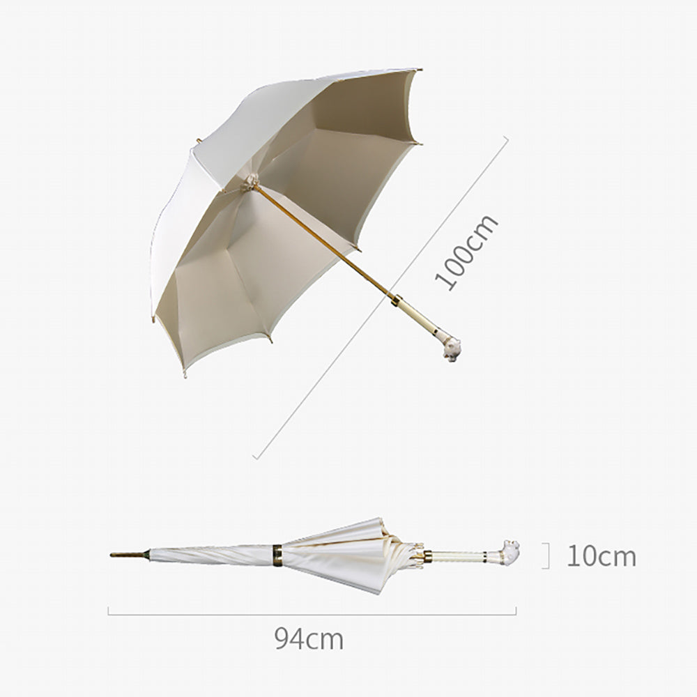 Luxurious Gift: White Panther Stylish Long Handle Umbrella for Women