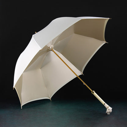 Elegant Gift for Ladies - White Panther Stylish Long Handle Rain Umbrella