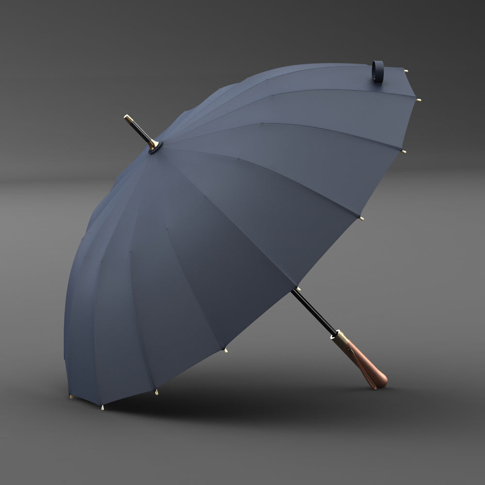 Luxury Wood Handle Automatic Umbrella in Grey